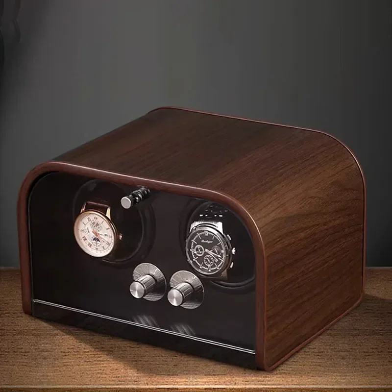 Elegant Wooden Automatic Watch Winder Box with Silent Motor, 5-Speed Adjustable Settings, LED Ambient Light, Anti-Magnetization, Vertical Winding, Cover Stop Function, Battery or Plug-In Power Options - 图片 5