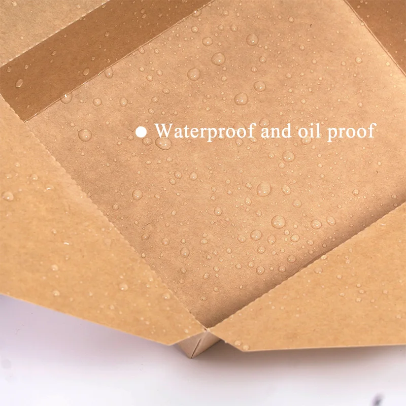 10/20Pcs Kraft Paper Takeaway Boxes, Thickened Disposable Folding Food Containers for Bento, Cake, Grilled Meat, Salad, Pasta, and Snack Packaging, Eco-Friendly Picnic and Restaurant Supplies 2
