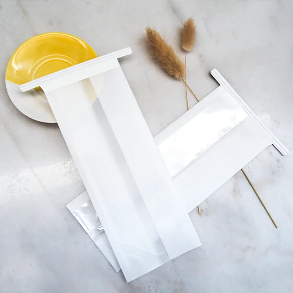 50PCS Bakery Takeaway Toast Bags with Clear Window, Kraft Paper Gusset Tin Tie Bread Hamburger Oil-Proof Packing Bags for Home Baking, Café, Party, and Gift Packaging - 图片 6