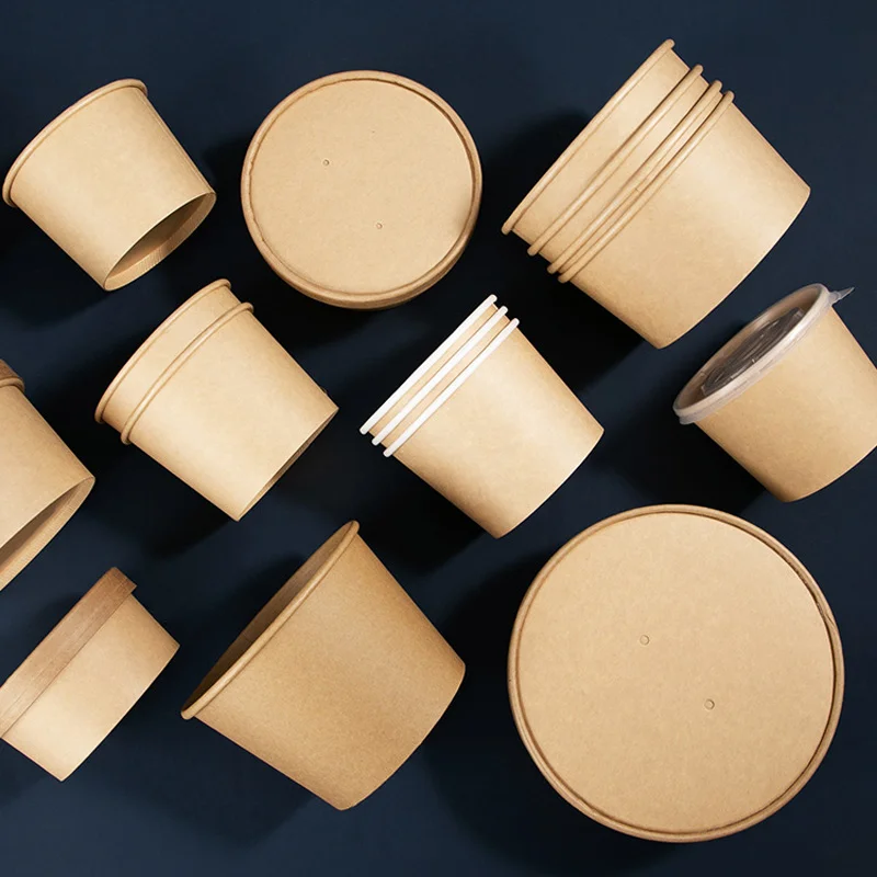 20Pcs Disposable Round Paper Lunch Box with Lid, Eco-Friendly Bento Food Storage Containers for Salad Fruit Cake Dessert Meal Prep Takeout Kitchen Party Use 3