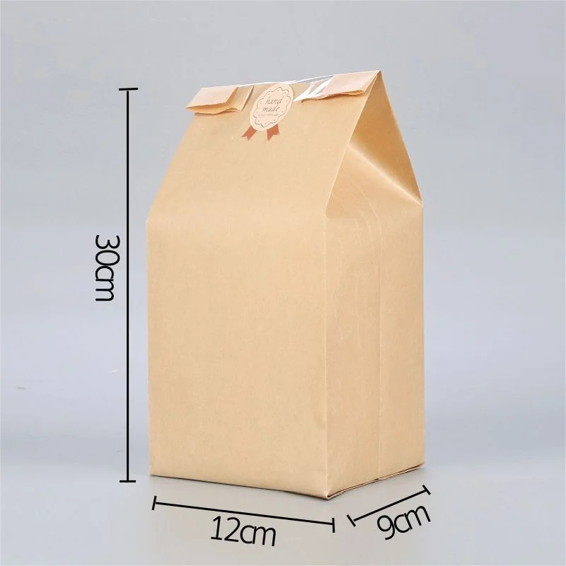 50PCS Kraft Paper Bakery Bags with Clear Window, Toast Sandwich Cookie Biscuit Candy Packaging Pouches, Eco-Friendly Paper Bread Bags for Baking Supplies, Party Favors, Takeout and Handmade Gift Wrapping - 图片 9