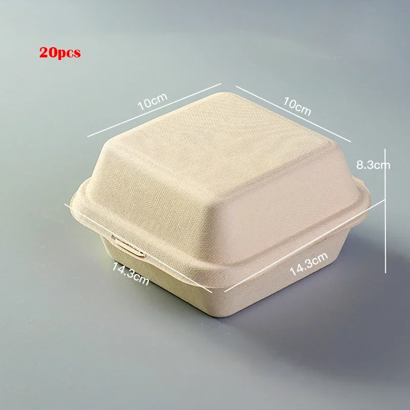 10/20pcs Disposable Bento Food Containers, Biodegradable, Microwave-Safe Lunchboxes for Burgers, Snacks, Desserts, Cakes, Office Meal Prep, Takeout, Eco-Friendly Food Packaging - 图片 11