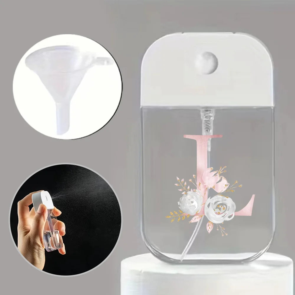 Portable Mini Spray Bottle with Funnel – Refillable Pink Flower and Letter Pattern Container for Perfume, Alcohol, Hand Sanitizer, Liquid Sub-Packaging, Travel-Friendly Cosmetic Sprayer - 图片 13