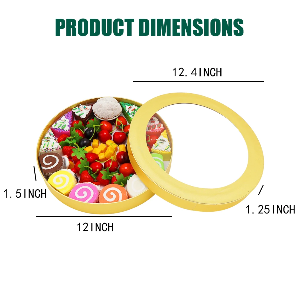 Round Dessert Gift Box with Divider – Empty Packaging Container for Charcuterie, Chocolate-Covered Strawberries, Pastries, and Sweet Treats, Perfect for Parties, Bakeries, and Holiday Gifting