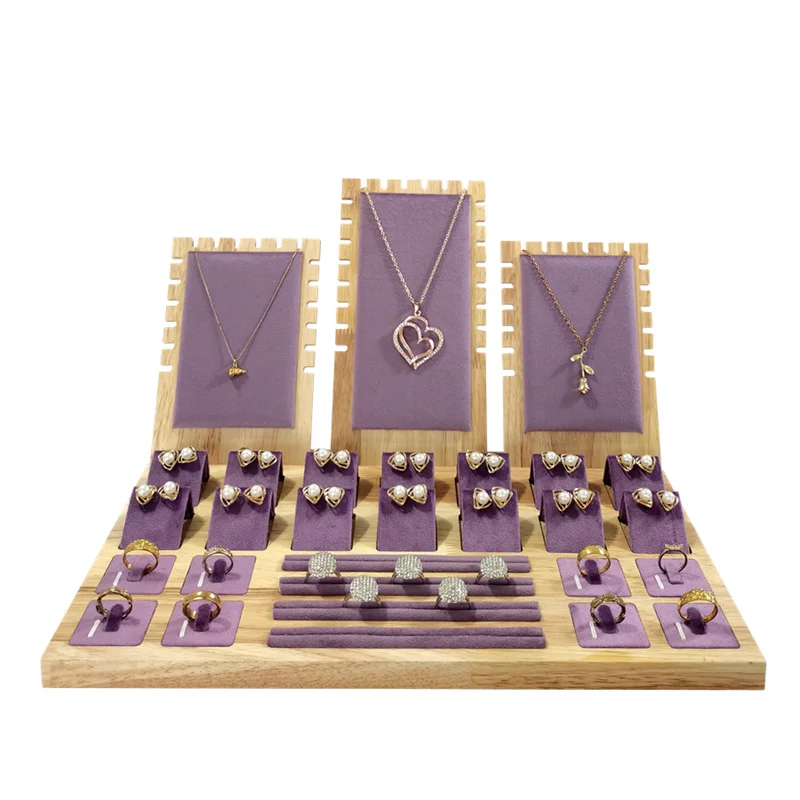 Jewelry Display Tray Set with Multiple Compartments for Necklace, Bracelet, Earrings & Ring – Velvet or PU Leather Organizer Stand, Elegant Jewelry Storage Props for Shop Counter or Home Showcase