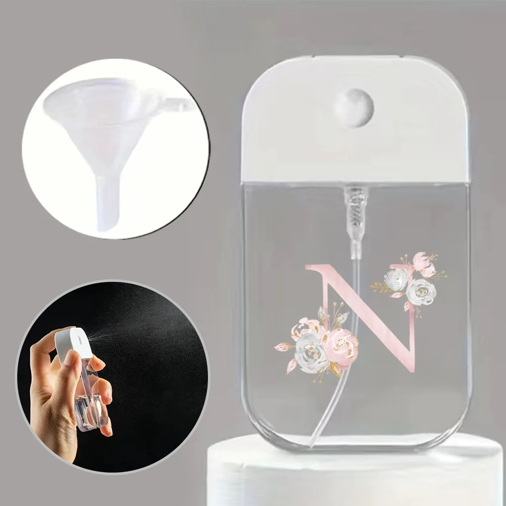 Portable Mini Spray Bottle with Funnel – Refillable Pink Flower and Letter Pattern Container for Perfume, Alcohol, Hand Sanitizer, Liquid Sub-Packaging, Travel-Friendly Cosmetic Sprayer - 图片 22