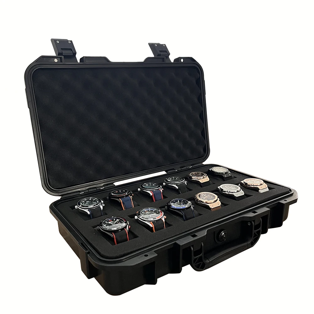 10/12 Grid Waterproof High-End Watch Storage Box – Antique Protective Safety Case with Thickened Sponge, Moisture-Proof Compartments for Watches, Jewelry, Collectors, and Personal Use Organizer 9