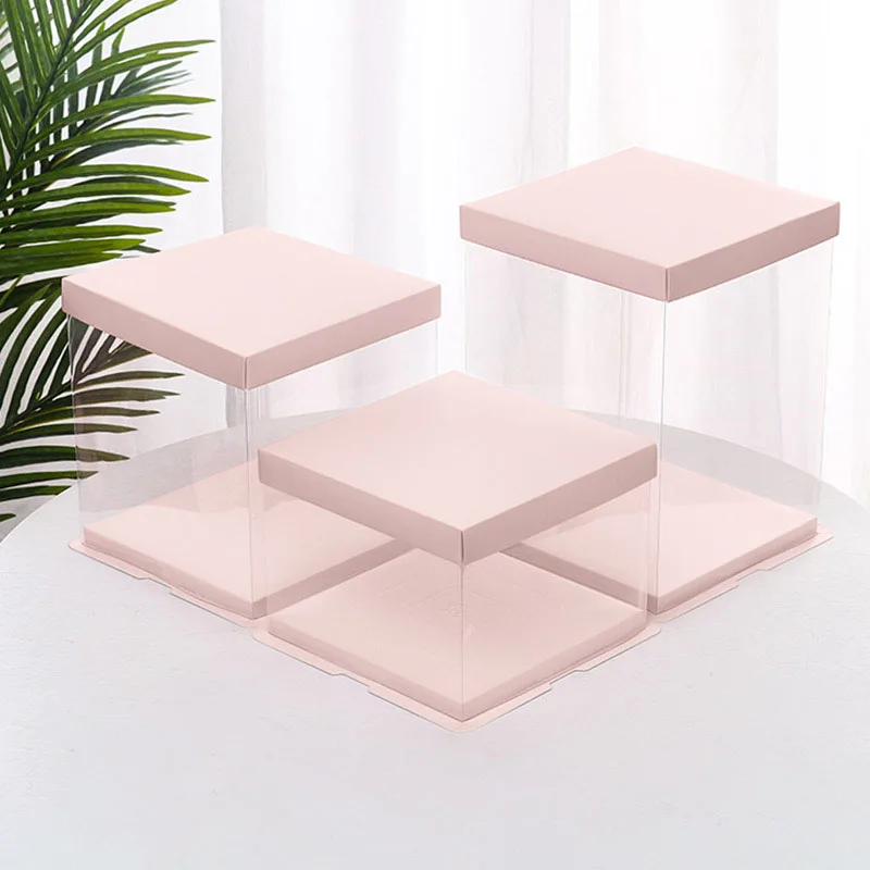 Transparent Cake Packing Boxes with Handle, High-Capacity Clear Cupcake Pastry Gift Wrapping Boxes, Portable Birthday Wedding Baby Shower Cake Boxes for Dessert, Cookies, Chocolate and Bakery Packaging 1