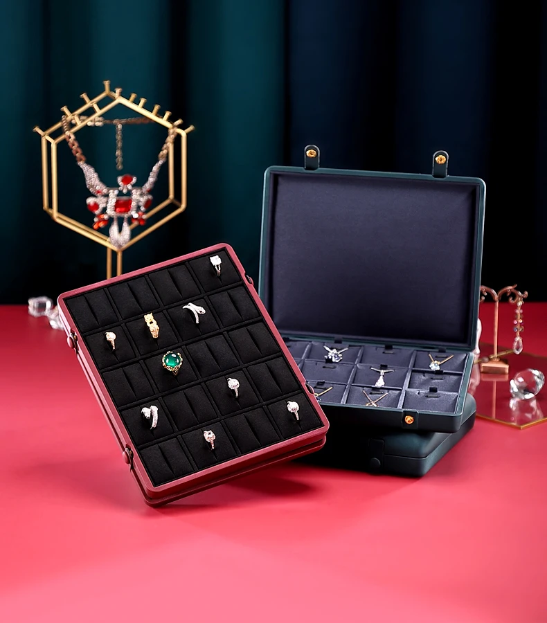 Travel Jewelry Organizer 💎 Red Blue Jewelry Organizer Box – Large Capacity Storage Case for Rings, Bracelets & Necklaces – Elegant Jewelry Holder Gift Box for Women – Durable PU Leather Display Packaging