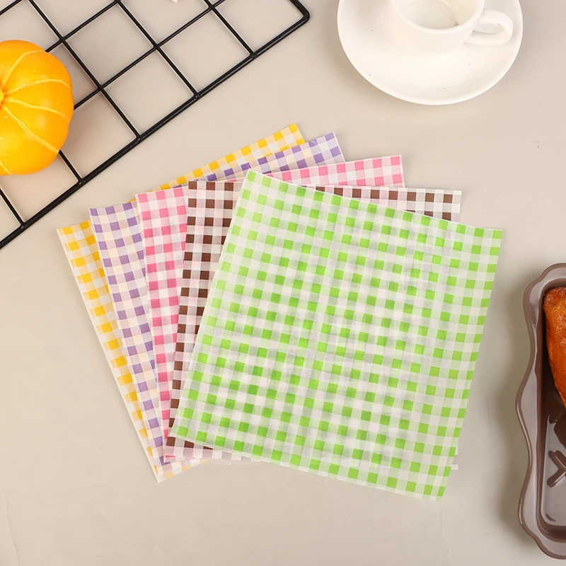 50 Sheets Greaseproof Wax Paper – Multi-Color Oil-Proof Food Wrapping Sheets for Sandwich, Burger, Fries, Bread, Macarons, Pizza, Desserts – Baking & Kitchen Packaging Supplies 50pcs 11
