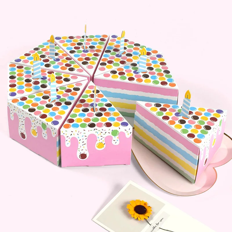 4pcs Triangle Candy Boxes in Cake or Candle Shape, Cute Paper Packaging for Cookies, Kids Gifts, Birthday, Wedding, Party Favors and Decorations, Durable Reusable Paper Boxes, Factory Direct Supply - 图片 3