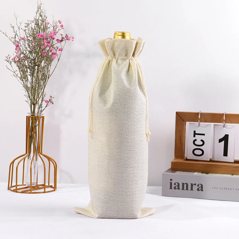 10PCS Burlap Wine Gift Bags Set – Rustic Red Wine Bottle Covers for Champagne or Liquor, Drawstring Pouches for Wedding, Holiday, Party, and Corporate Events, Eco-Friendly Reusable Packaging - 图片 10