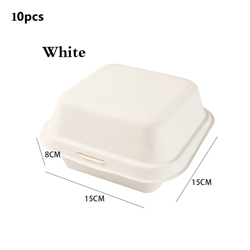 20/10pcs Disposable Bento Food Containers, Biodegradable Sugarcane & Wheat Straw Lunchboxes for Desserts, Cakes, Burgers, Snacks, Microwavable Meal Prep, Eco-Friendly Home Takeout Packaging - 图片 7