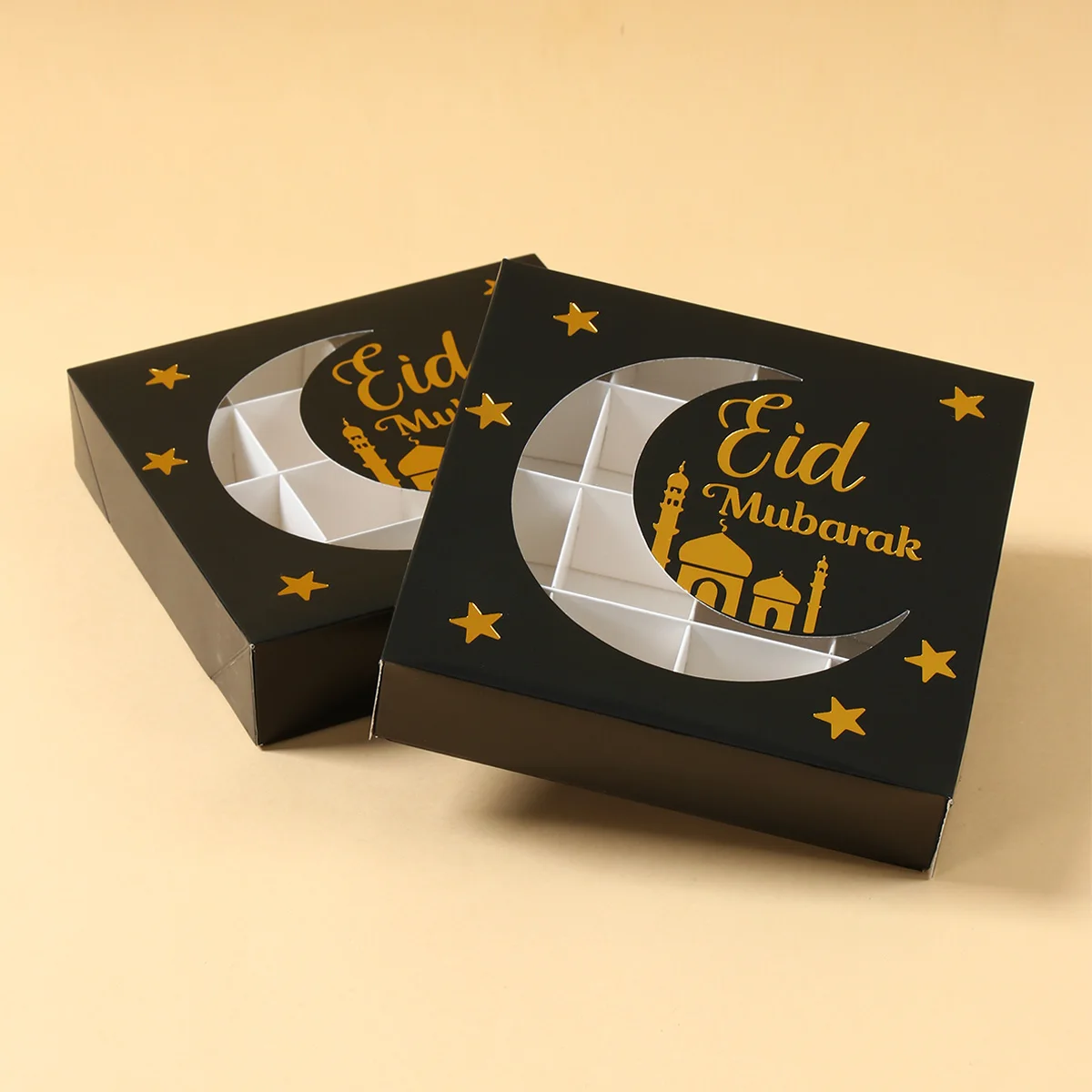 2Pcs Eid Mubarak Cake Boxes with Clear Window, Ramadan Kareem Transparent Candy and Chocolate Packaging Containers, Islamic Muslim Party Supplies for Home Decor, Dessert and Gift Presentation - 图片 5