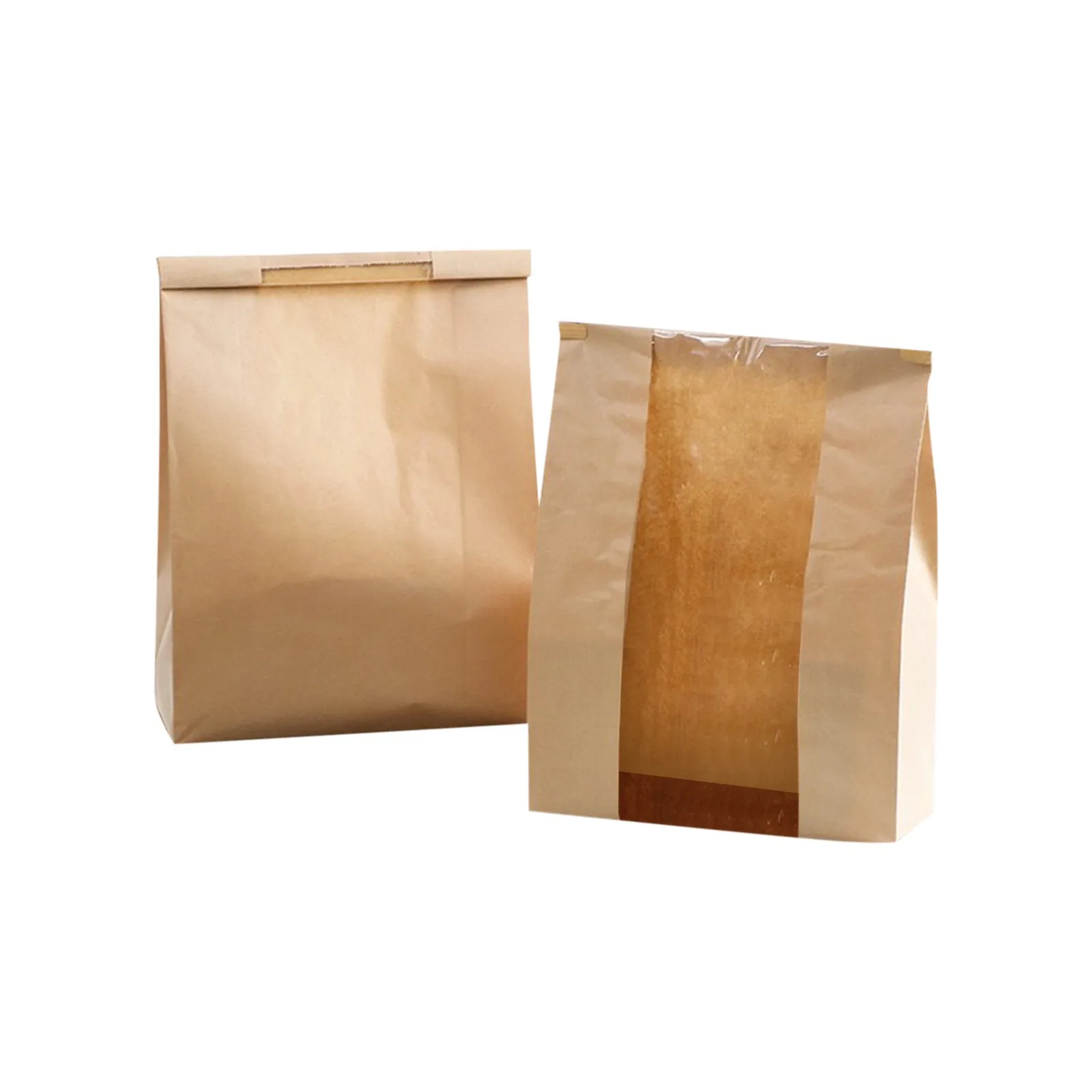 50 Pieces Large Kraft Paper Bread Bags with Transparent Window for Baked Goods, Portable and Foldable Food Storage Bags, Ideal for Homemade Bread, Bagels, Croissants, Snacks, Party, Picnic, S/M/L 3