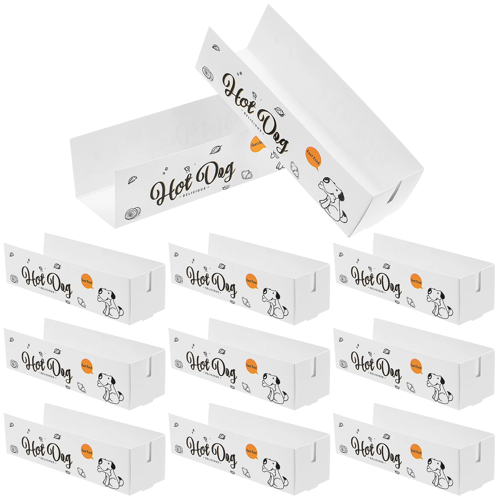 100pcs Disposable Paper Food Boxes for Hot Dogs, Snacks, French Fries, Takeout Meals, Party Catering, BBQ, Restaurant Serving, White Cardboard Containers 4