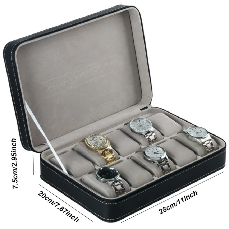 Travel Watch Organizer | Portable Leather Watch Case with Zipper Closure, Lightweight 2/3/4 Slot Organizer for Travel or Home Storage, Protective Black/Brown Watch Box, Ideal Gift for Men & Women, Elegant Wristwatch Display, Travel Watch Holder 7