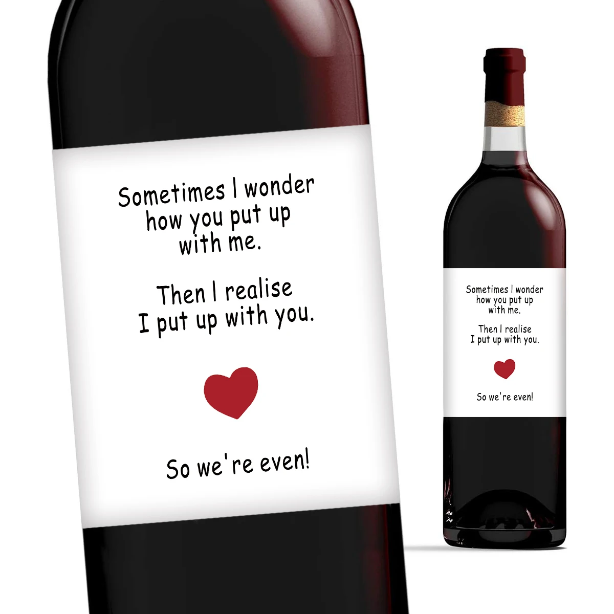 4-Pack Humorous Wine Bottle Stickers – “We Put Up With Each Other” Novelty Self-Adhesive Labels for Wedding, Anniversary, Birthday Gifts, Party Decor, and Romantic Humor - 图片 4