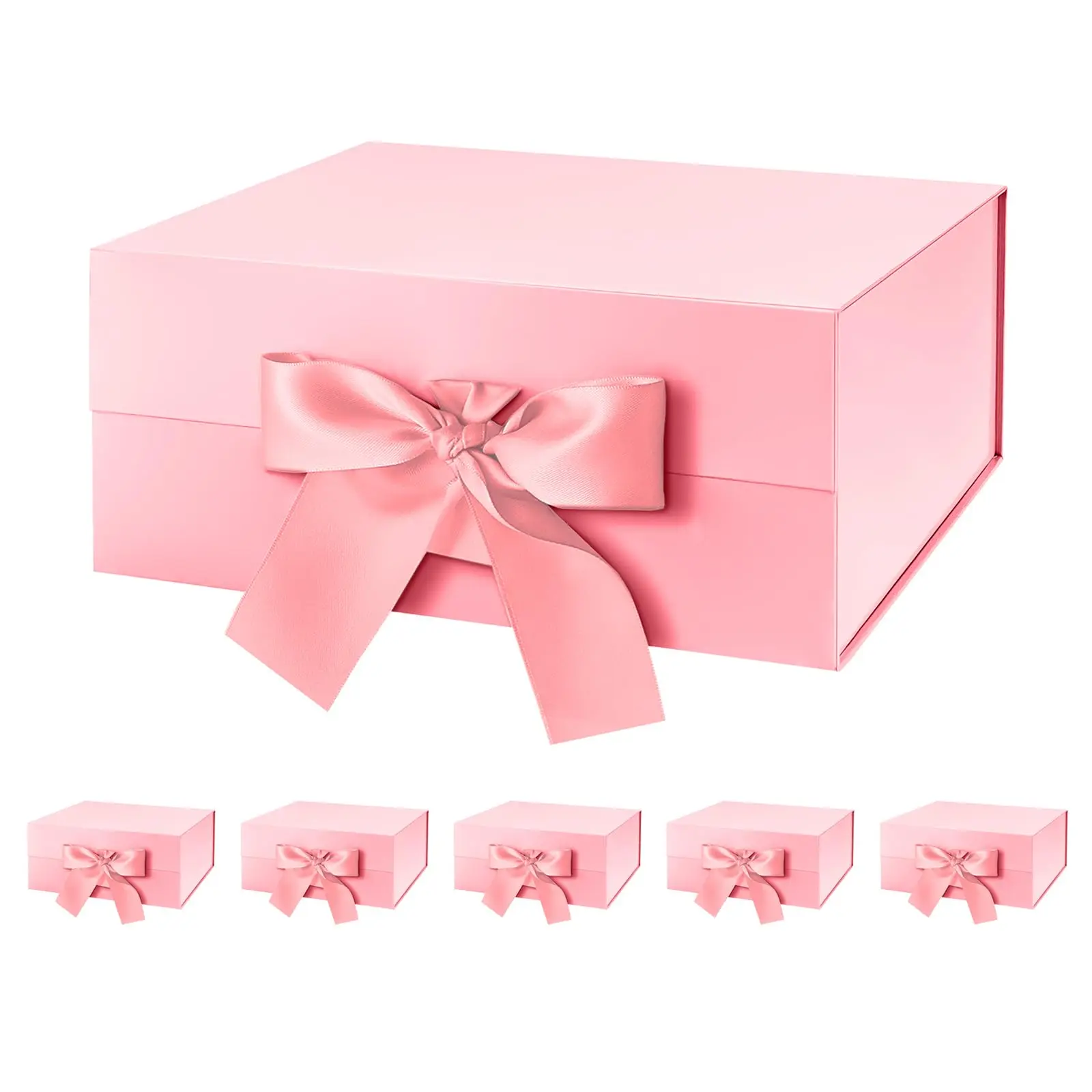 10-1Pcs Magnetic Closure Gift Packaging Box with Ribbon | Collapsible Box with Lid for Wedding Gift Wrap, Bridesmaid Proposal, Birthday, Party Favor | Reusable Magnetic Foldable Box - 图片 8