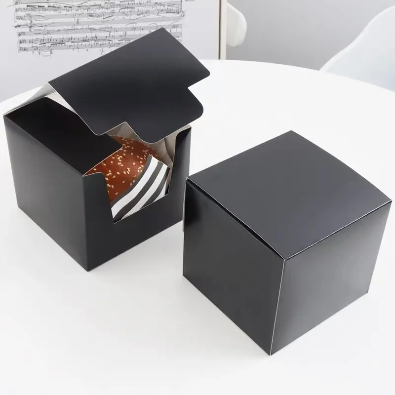 50pcs Black Paper Sandwich Boxes, Disposable Burger, Toast, Bread, Donut, Egg & Pastry Packaging Boxes for Bakery, Breakfast, Lunch, Takeout, Cafes, Restaurants, Food Supplies 4