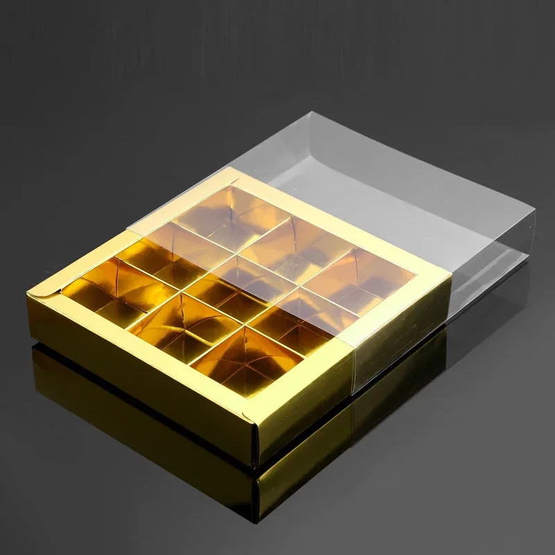 10PCS Chocolate Macarons and Mooncake Boxes with 4/9 Grid Inserts, PVC Transparent Window Gift Packaging, Ideal for Weddings, Christmas, Birthdays, Party Favors, Desserts, and Holiday Celebrations - 图片 9