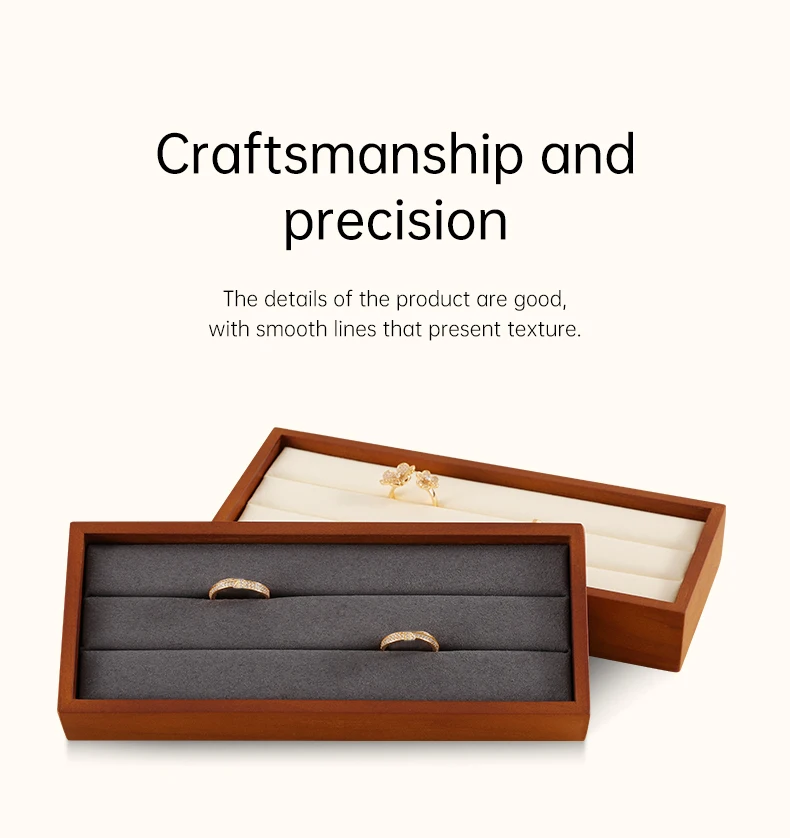 Ring Display Tray Wooden Ring Storage Stand with Microfiber Organizer | Jewelry Display Packaging Tray for Rings | Elegant Wooden Jewelry Holder Organizer for Retail Counter Showcase