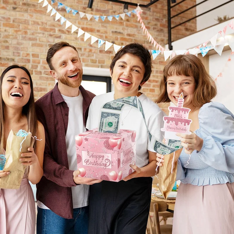 Birthday Money Gift Boxes with Pull-Out Happy Birthday Card, Fun Cash Surprise Packaging for Kids and Adults, Creative Party Favor Box for Birthday Celebrations, Durable and Reusable Paper Boxes 4