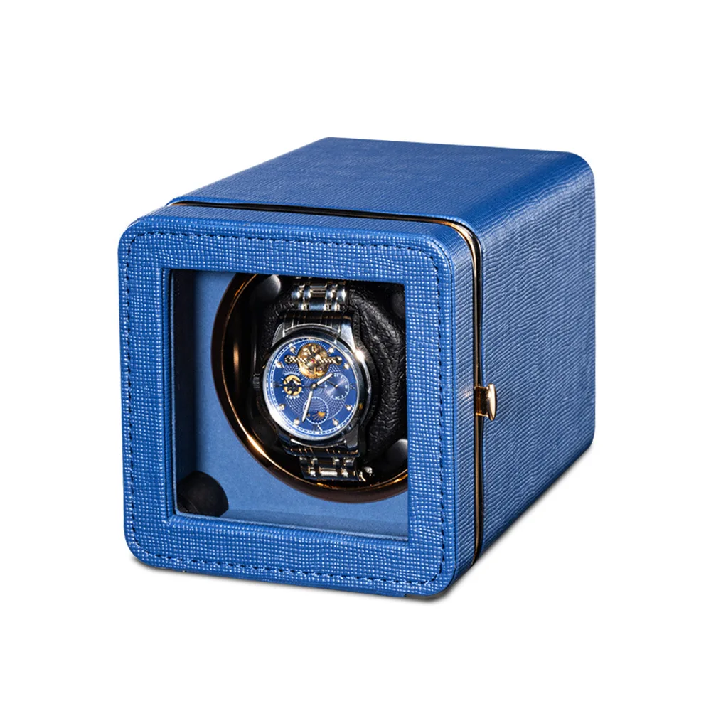 Travel Watch Winder | Luxury Automatic Watch Winder with LED Ambient Light, Silent Self-Rotating Display Box, PU Leather Exterior, 5 Gear Modes, USB-C Power Supply, Stop Function on Lid Opening, Single Slot for Men Women - 图片 7