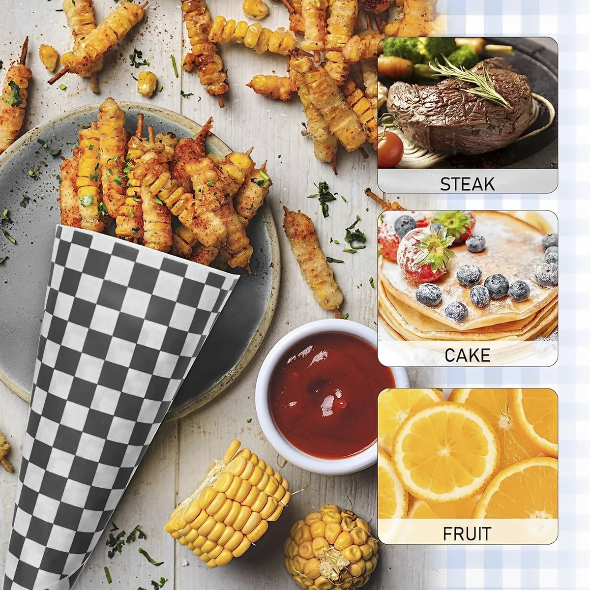 400-Pack Food-Grade Greaseproof Paper Sheets for Sandwiches, Burgers, Fries, & Snacks, Checkered Design, Microwave & Freezer Safe, Bulk Disposable Liners for Catering, Party, Restaurant Use 4