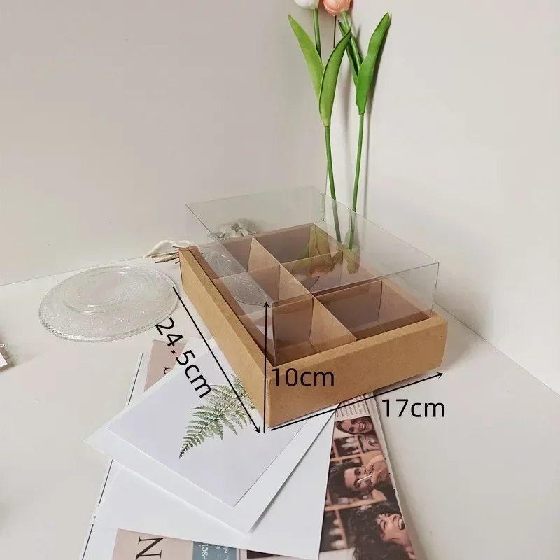 PET Transparent Dessert Grid Box with 6 or 9 Compartments, Kraft Paper Cake Baking Packaging, Cupcake Holder, Multi-Lattice Sweet Treat Container, Bakery Takeaway, Party and Wedding Dessert Organizer - 图片 8