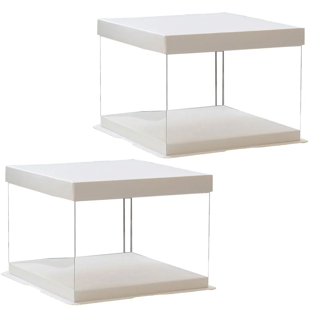2Pcs 8-Inch Clear Birthday Cake Storage Boxes, Transparent Plastic Cake Containers for Desserts, Pastries, Muffins, Party or Wedding Treats, Food-Safe Durable Plastic Boxes with Secure Lid for Home or Professional Baking - 图片 4