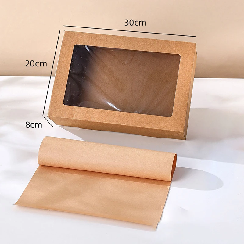 5Pcs Handmade Kraft Paper Gift Boxes With Transparent Window and Lid, Ideal for Sandwich, Salad, Fruit, Cake, Dessert, and Snack Packaging, Perfect for Picnic, Party, Wedding, and Birthday Food Presentation 2