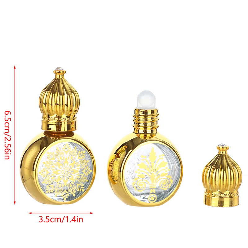 10ml Mini Essential Oil Roller Bottles with Gold Crown Cap – Elegant Carved Electroplated Glass Perfume Containers, Portable Travel-Friendly Empty Bottles for Aromatherapy, DIY Blends, and Small Business Use - 图片 6