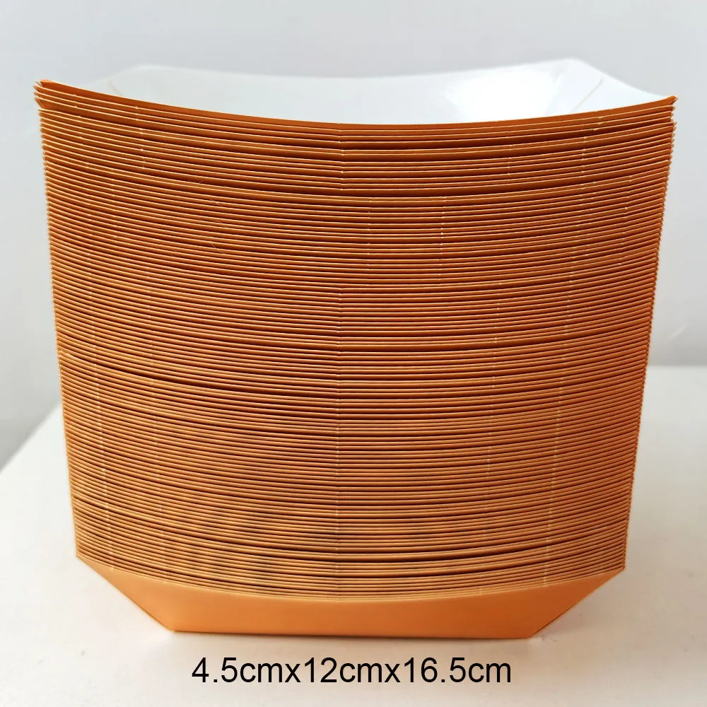 6/12/24PCS Disposable Paper Food Trays – Solid Color Snack Boats for Popcorn, Fries, Nachos, Burgers – Black/White/Blue/Yellow Party Serving Containers for Birthday, Baby Shower, Picnic, Carnival 5