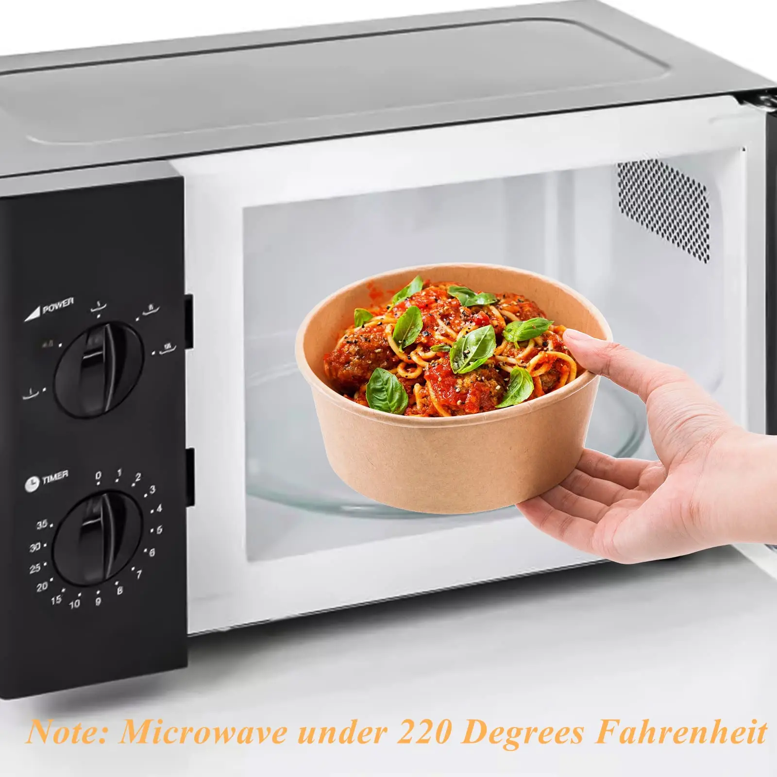 25pcs Kraft Paper Round Bowls Lunch Box Bento Box Food Containers with Lid Disposable Takeaway Soup Salad Noodles Meal Prep Eco-Friendly Food Storage for Picnic Party Travel - 图片 4