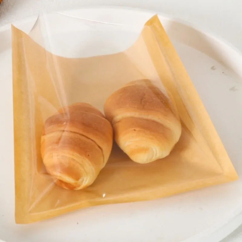 100PCS Kraft Paper Bakery Bags with Clear Window, Greaseproof and Heat Resistant Packaging Pouches, Oil Resistant Brown Bags for Bread, Toast, Pastries, Sandwiches, Cookies, Party Snacks and Food Takeaway 6