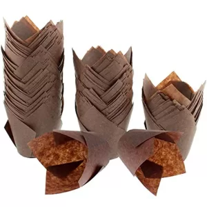 200pcs Brown Tulip-Style Cupcake Liners – Premium Food-Grade Baking Cups for Muffins, Cakes, Desserts, Parties, Weddings, Birthdays, Anniversaries, and Special Occasions