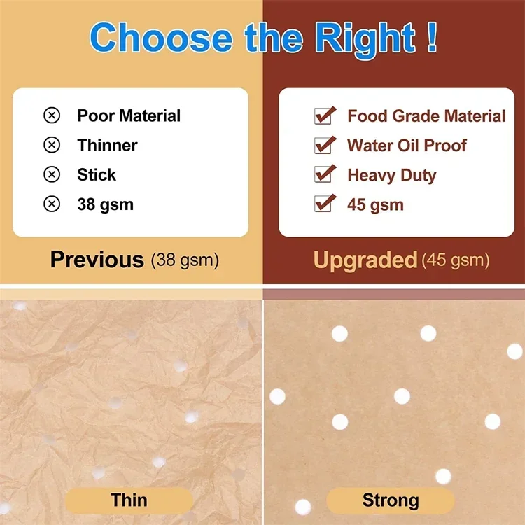 50/100 Pcs Square Air Fryer Parchment Paper Liners – Upgraded Disposable Baking Paper with Perforated Design for Frying, Cooking, Steaming and Oven Use 2