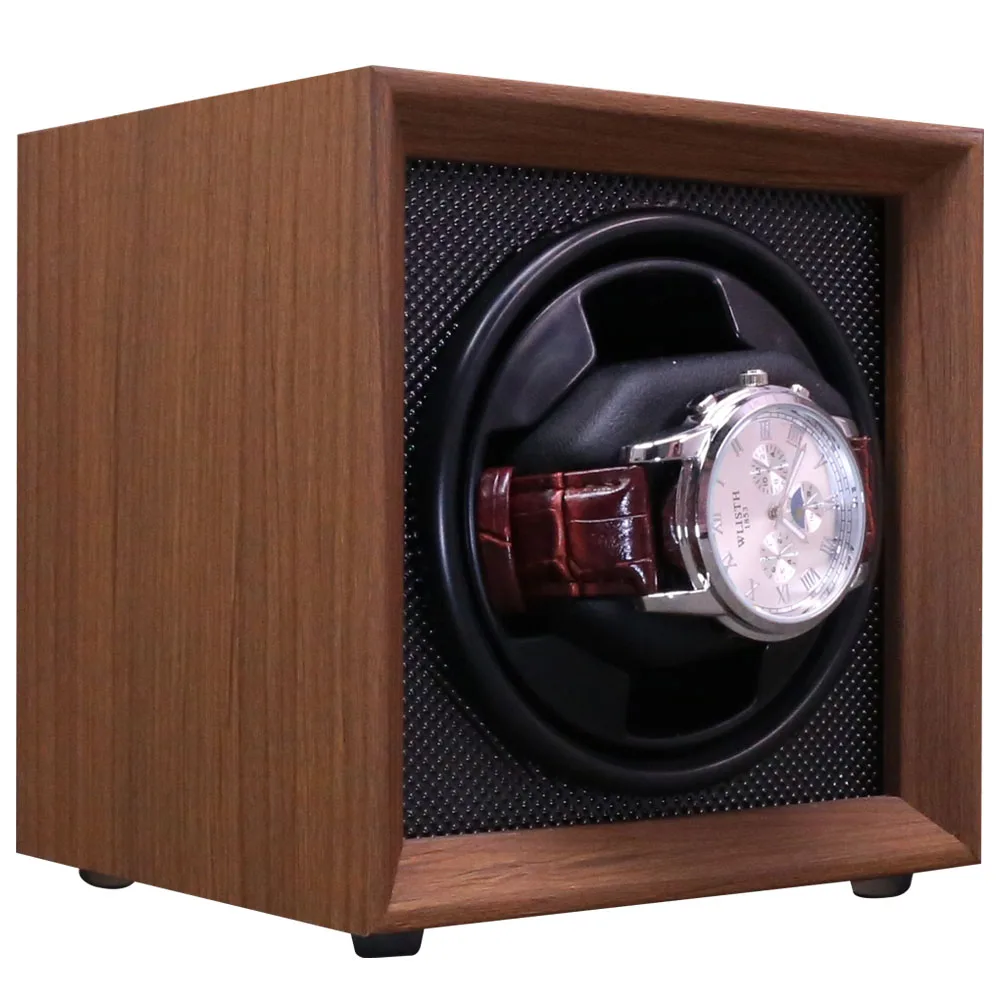 Wooden Single Automatic Watch Winder Box with Silent Motor, Luxury Wood Finish Display Case for Mechanical Watches, Elegant Collector Storage Organizer for Safe Rotation and Watch Protection - 图片 3