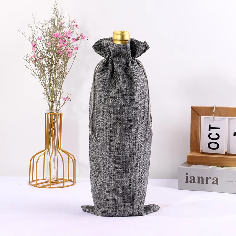 10PCS Burlap Wine Gift Bags Set – Rustic Red Wine Bottle Covers for Champagne or Liquor, Drawstring Pouches for Wedding, Holiday, Party, and Corporate Events, Eco-Friendly Reusable Packaging - 图片 13