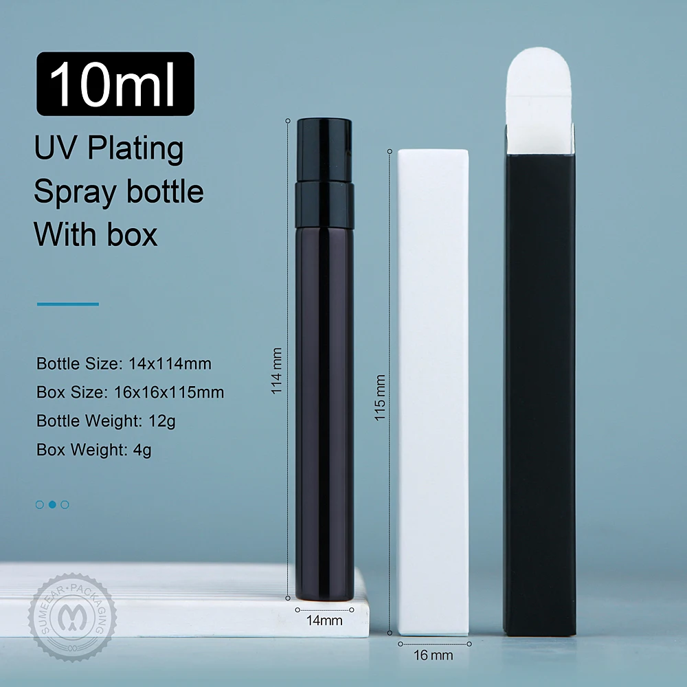 50pcs/Lot Electroplated Glass Perfume Bottles with Square Package Box, Refillable Atomizer Spray Parfum, Custom LOGO Printing Available with Frosted, UV Plating, Hot Stamping, Labeling for Cosmetic and Travel Use - 图片 2