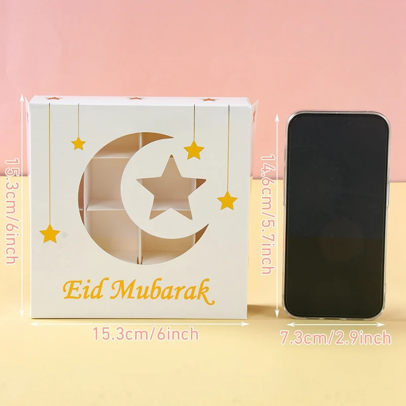 2Pcs Eid Mubarak Cake Boxes with Clear Window, Ramadan Kareem Transparent Candy and Chocolate Packaging Containers, Islamic Muslim Party Supplies for Home Decor, Dessert and Gift Presentation 18