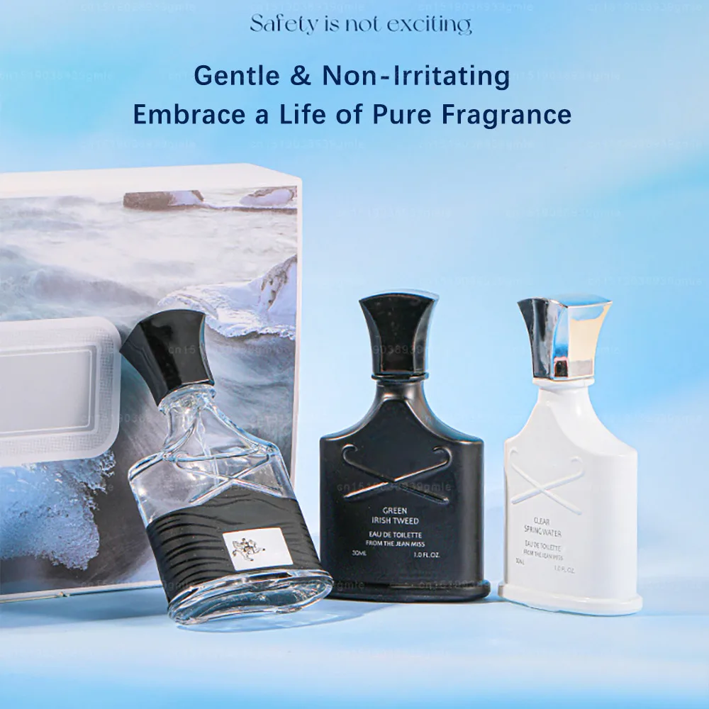 3-Piece Men's Perfume Set 90ML Each with Fine Mist Atomizers and Luxury Gift Boxes, Multiple Bottle Materials Including Glass, Acrylic, PET or Metal, Long-Lasting Cologne Scent, Charming Male Fragrance, Factory Direct Supply 1