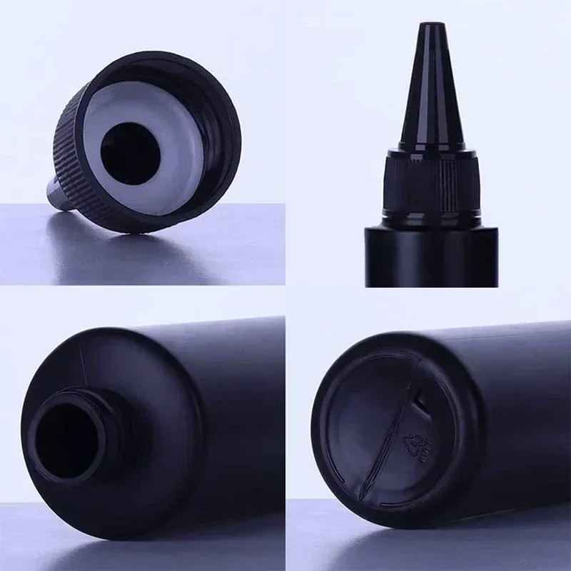 10pcs HDPE Black Plastic Squeeze Bottles with Caps – 30ml to 500ml Refillable Containers for Glue, Oil, Pigment, and DIY Liquids, Reusable Portable Bottles for Crafts, Kitchen, and Small Business Packaging - 图片 3