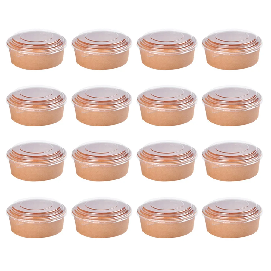 20Pcs Disposable Kraft Paper Bowls with Lids, Eco-Friendly Takeaway Salad Containers, Leak-Proof Lunch Box for Soup, Rice, Noodles, Snacks, Fruit, Desserts, Fast Food Packaging for Parties & Catering - 图片 5
