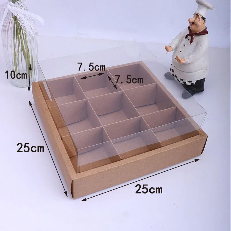 5PCS Moon Cake Boxes with Transparent Lid, 4/6/9 Grid Inserts for Candy, Nougat, Snowflake Crisp, Pastry and Dessert Packaging, Ideal for Baking, Gift Giving, Party Favors, Seasonal Celebrations and Special Events - 图片 11