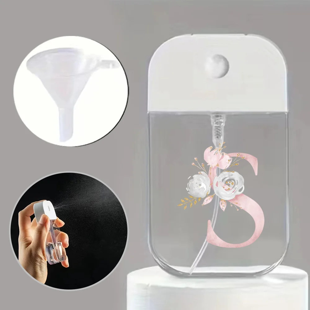 Portable Mini Spray Bottle with Funnel – Refillable Pink Flower and Letter Pattern Container for Perfume, Alcohol, Hand Sanitizer, Liquid Sub-Packaging, Travel-Friendly Cosmetic Sprayer - 图片 28