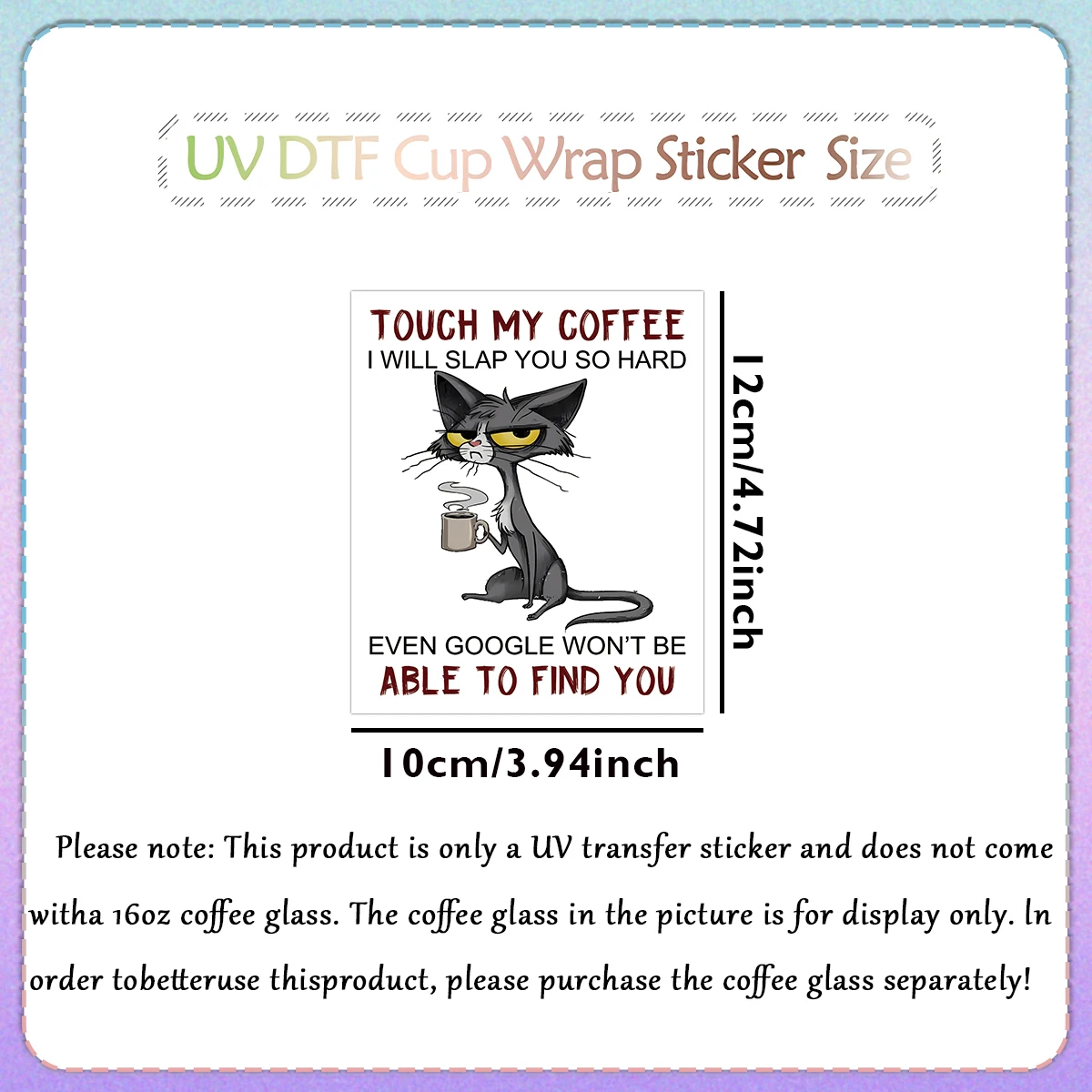 1PC Cat-Themed UV Transfer Sticker – DIY Waterproof Animal Pattern DTF Sticker for Glass Cups, Mug Decoration, Gift Wrapping, Personalized Drinkware, Creative Craft Supplies - 图片 2