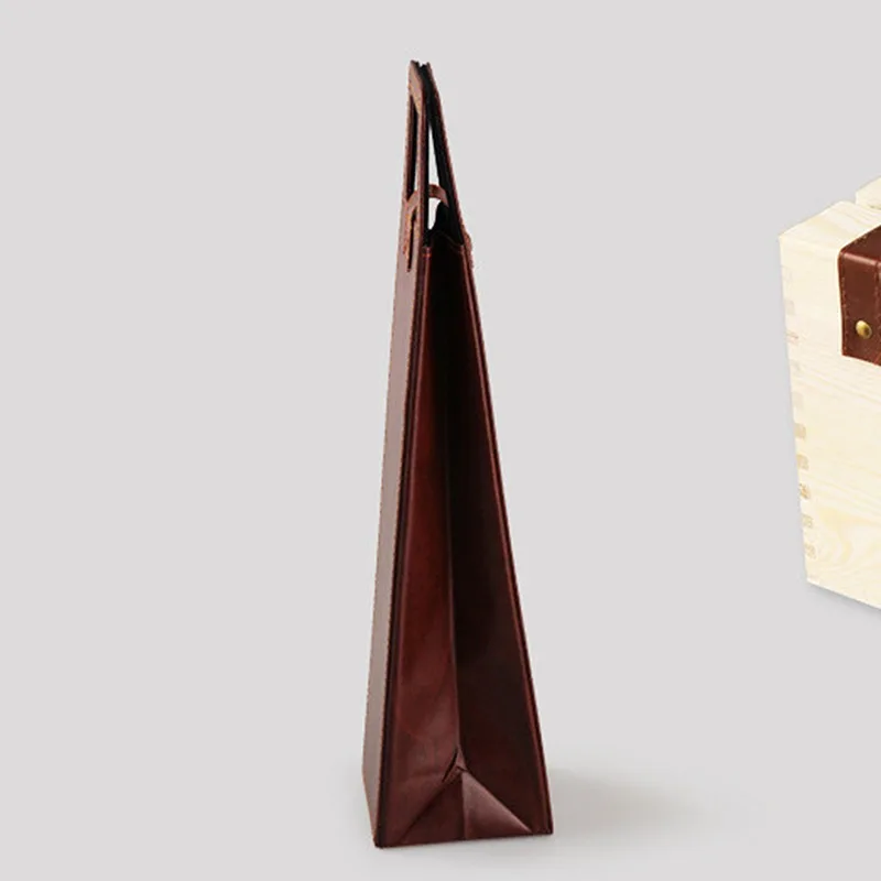 Red Wine Packaging Bags Leather Boxes for Gift Presentation, Single Bottle Wine Glass Storage Bag, Universal Reusable Packaging Tote, Luxury Party & Holiday Packaging Solution
