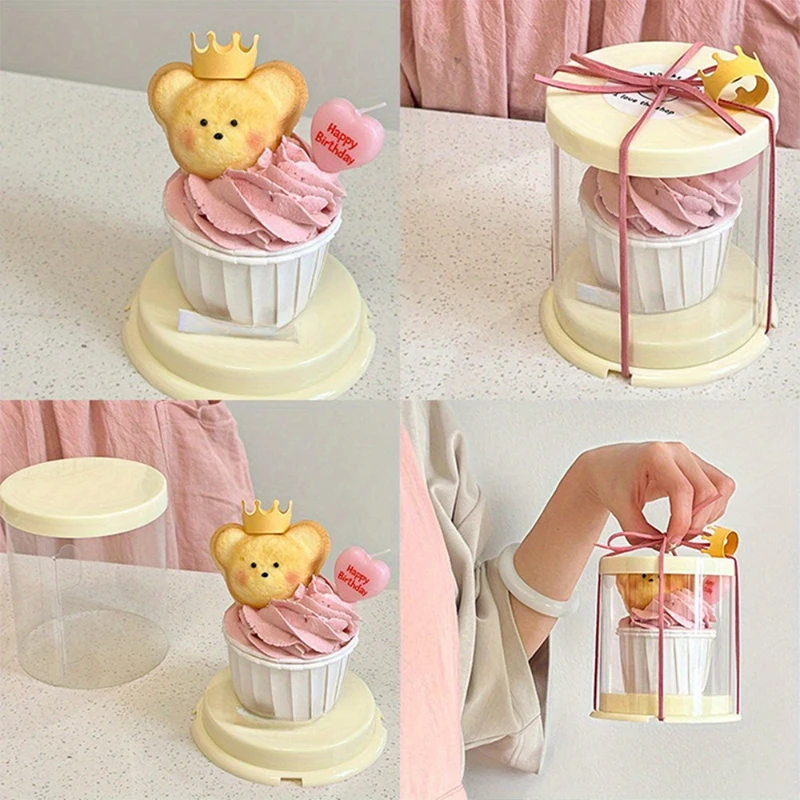 10pcs Transparent Plastic Cupcake Packaging Boxes, Dessert Gift Boxes for Cake, Party, Wedding, Birthday, Baking Decoration Supplies, Reusable Clear PET Containers 8